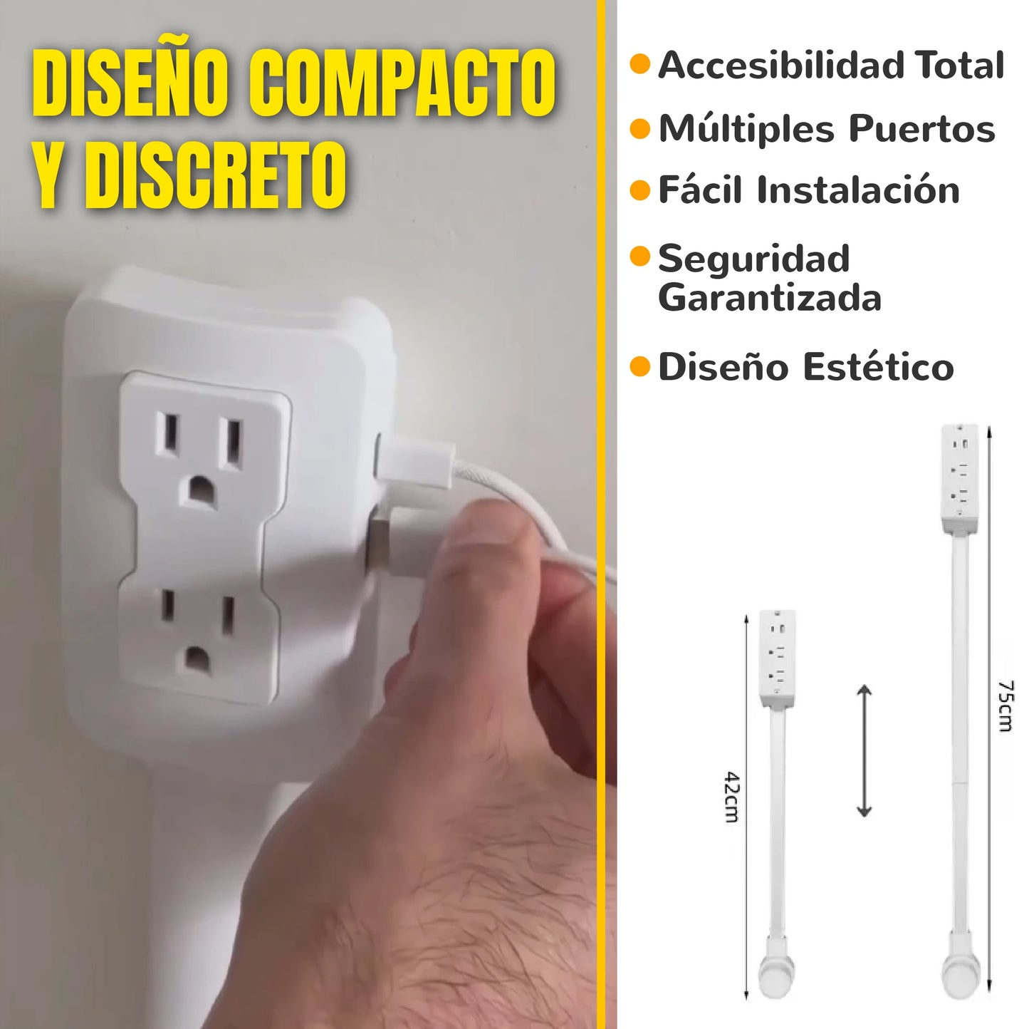 Extensor de corriente con puertos USB integrados