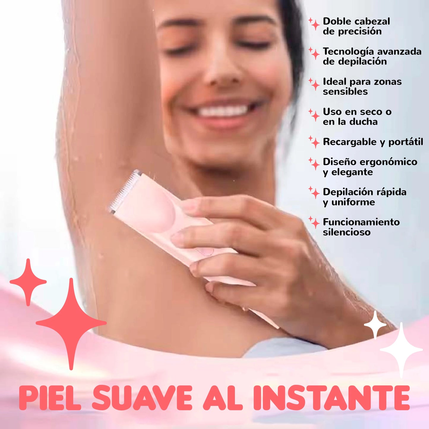 Depiladora eléctrica femenina con doble cabezal