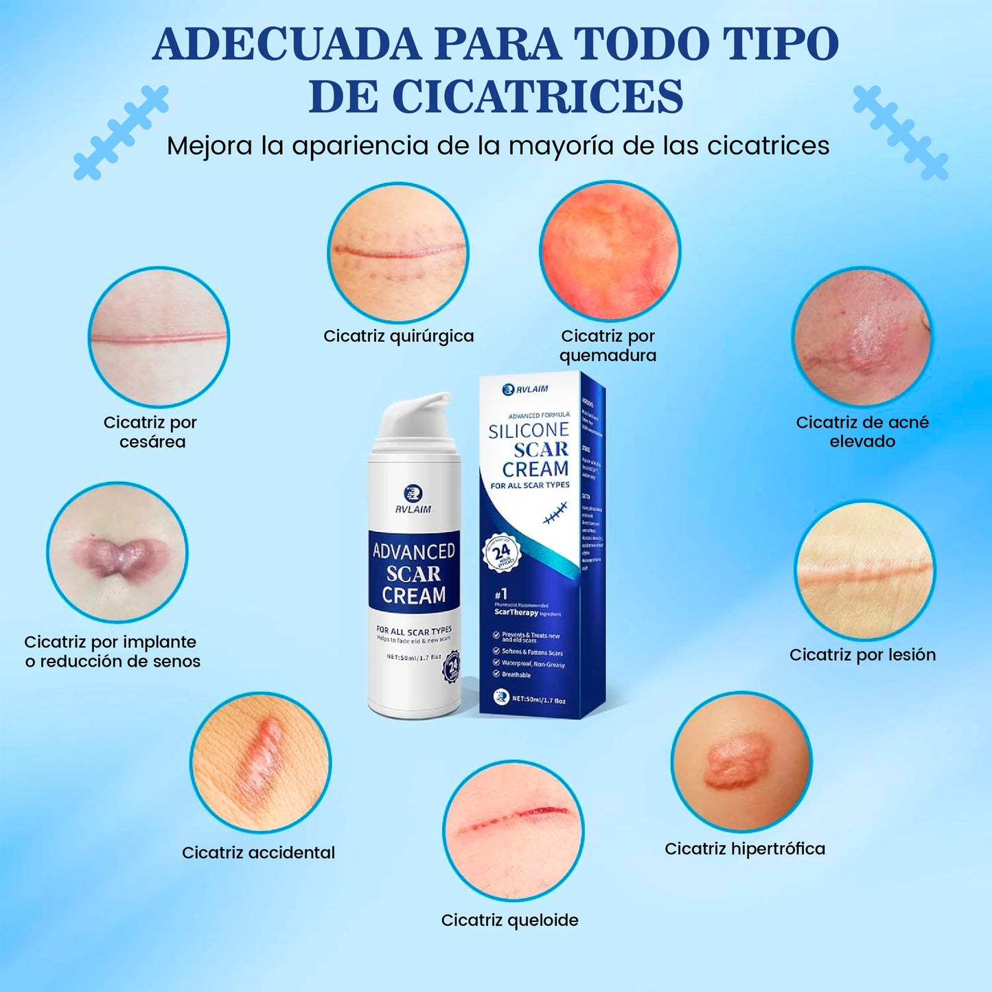 Crema profesional para eliminar cicatrices