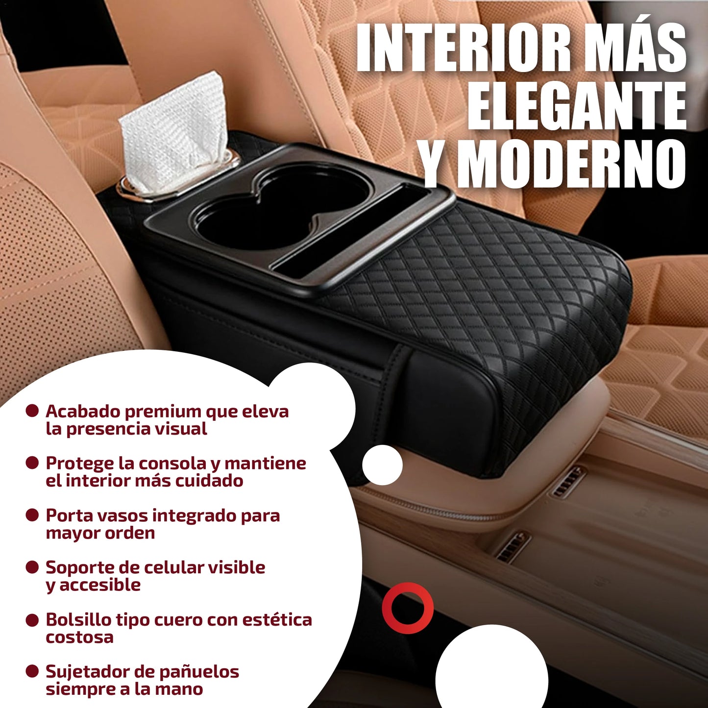 Cojín reposabrazos en cuero de lujo