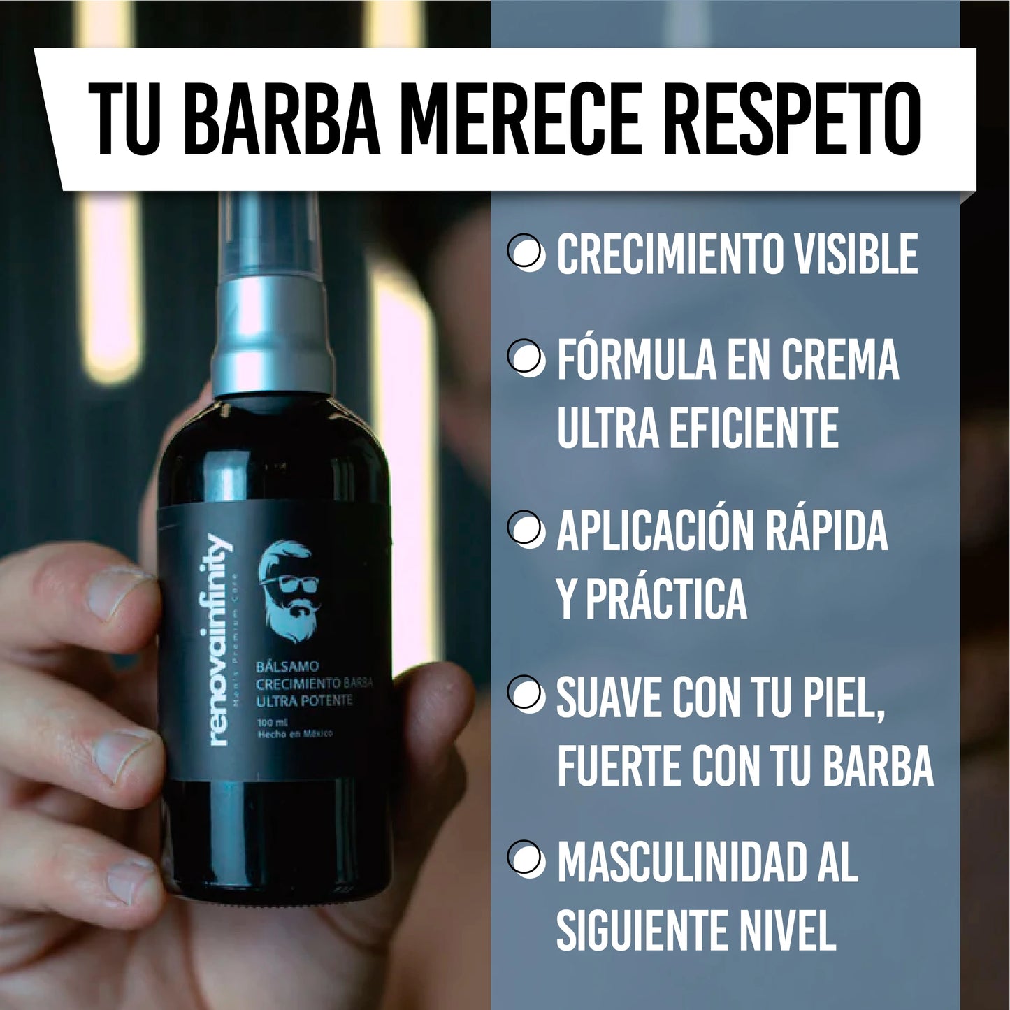 Bálsamo con minoxidil para crecimiento de barba ultra potente