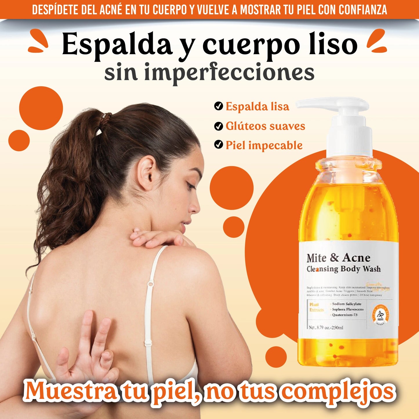 Gel especializado para eliminar el acné corporal