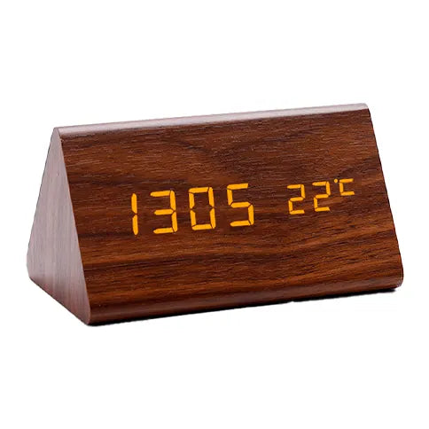Reloj digital en madera de lujo con termómetro inteligente