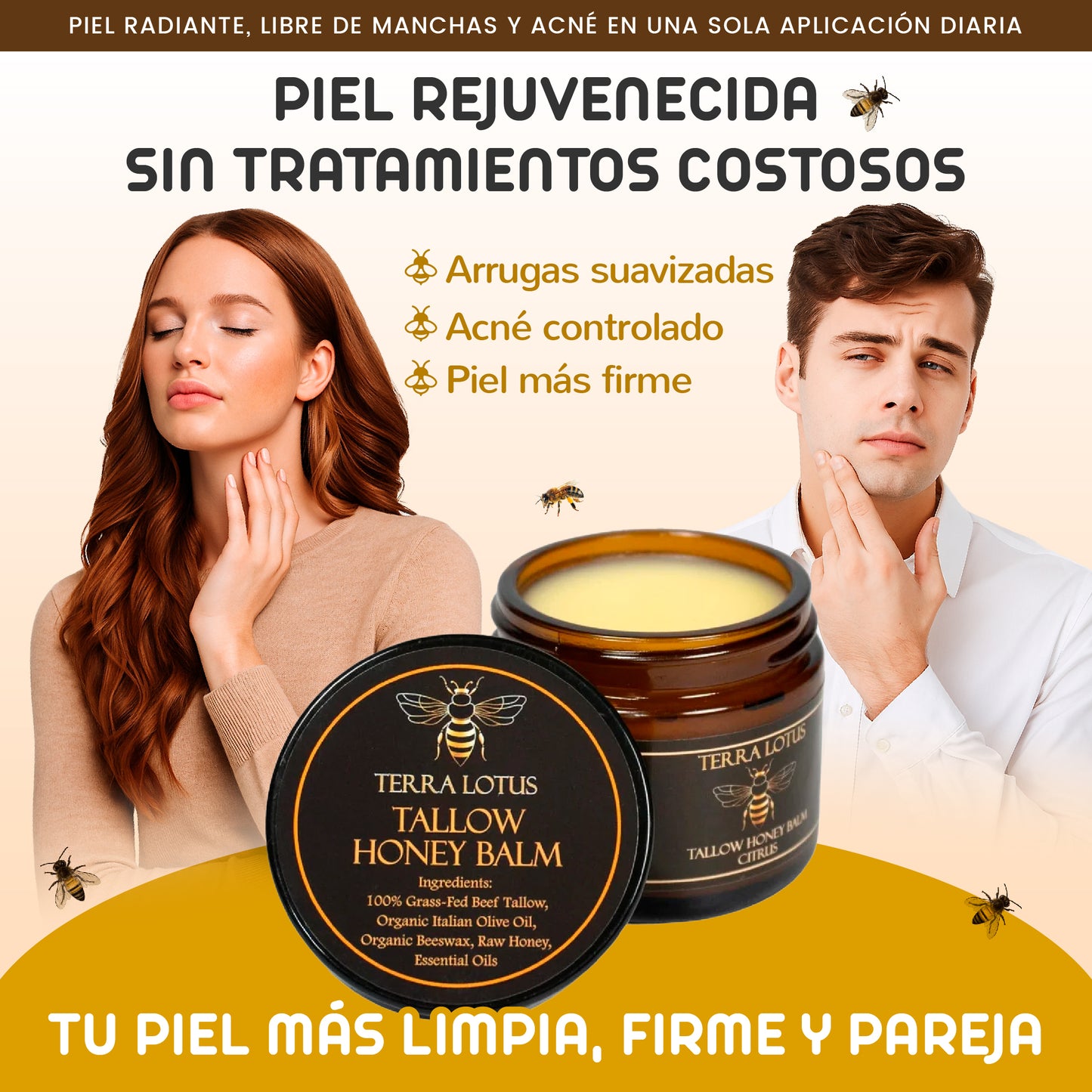Bálsamo Restaurador facial a base de miel con sebo orgánico
