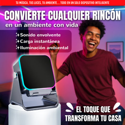 Altavoz Bluetooth con Carga Rápida Inalámbrica y Luces RGB