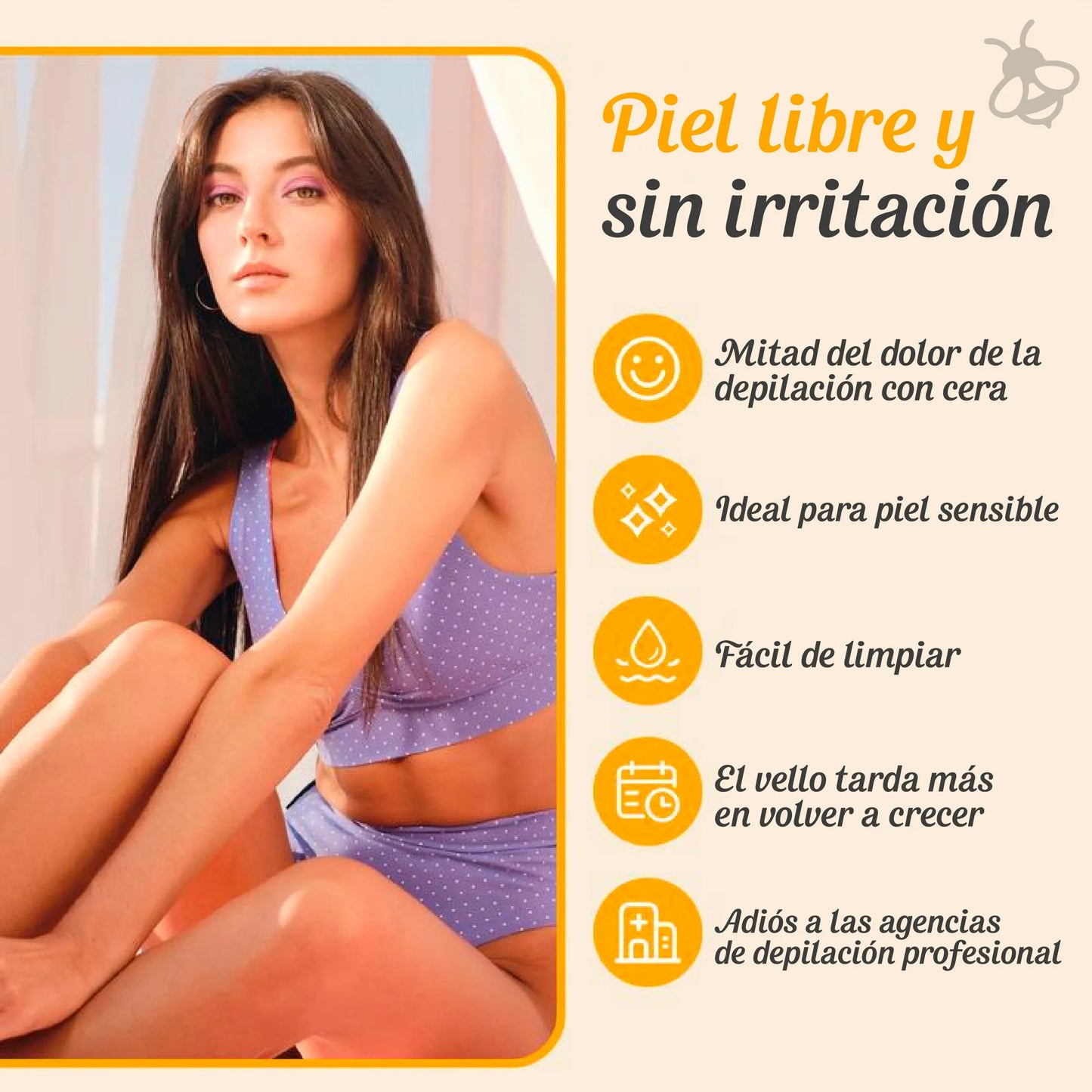 Cera depilatoria a base miel para piel suave y sin irritación