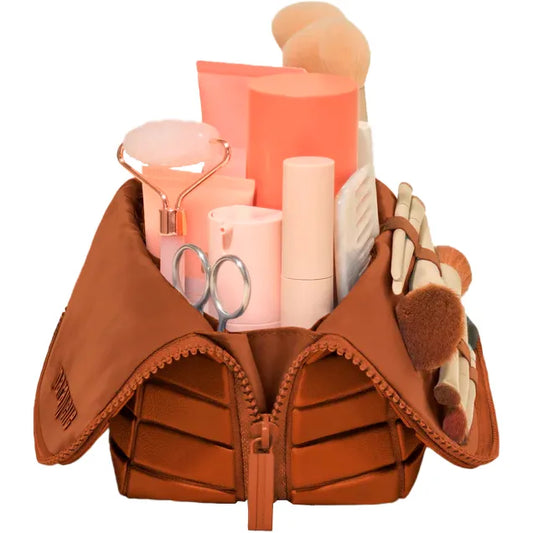 Bolsa de maquillaje europea de lujo en cuero