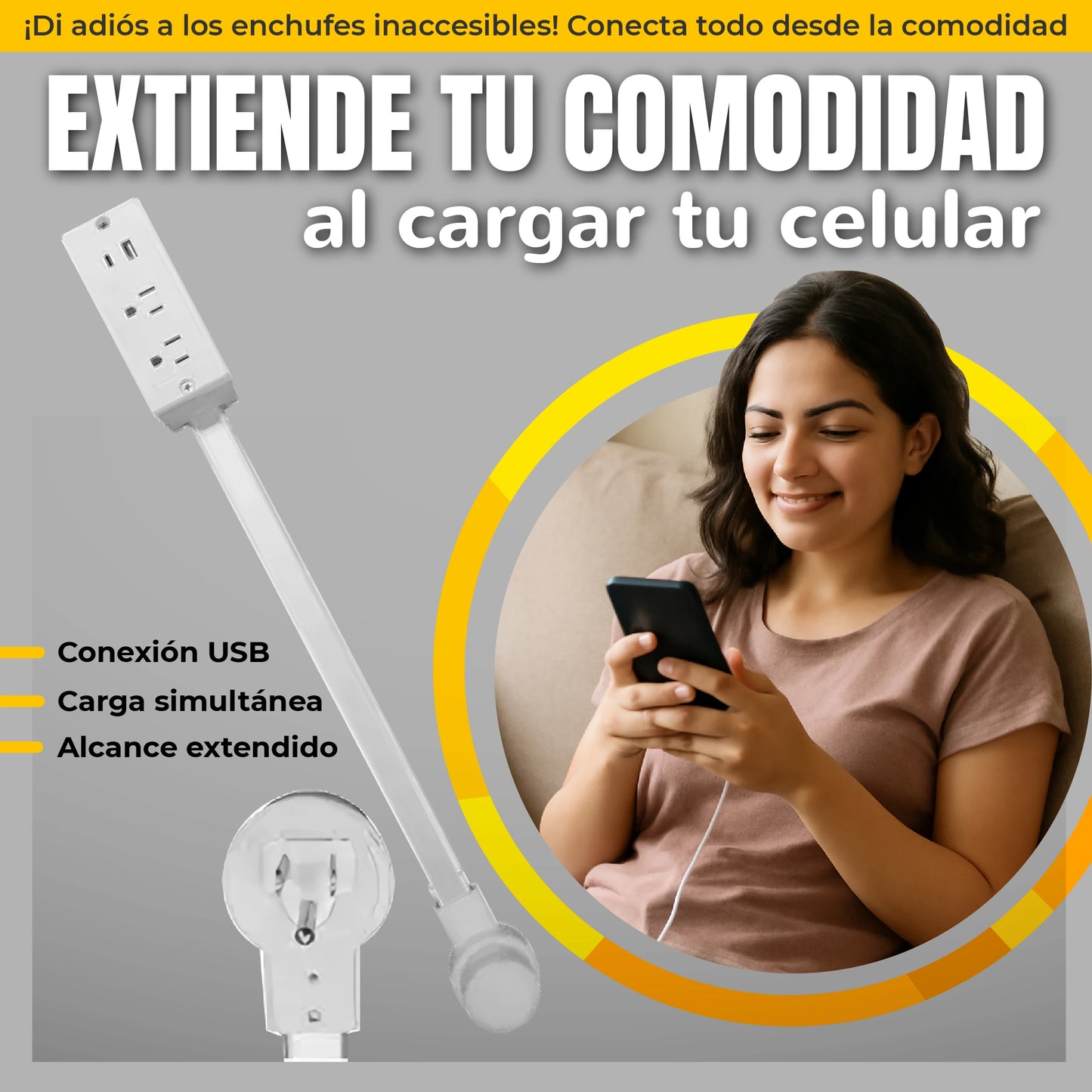 Extensor de corriente con puertos USB integrados