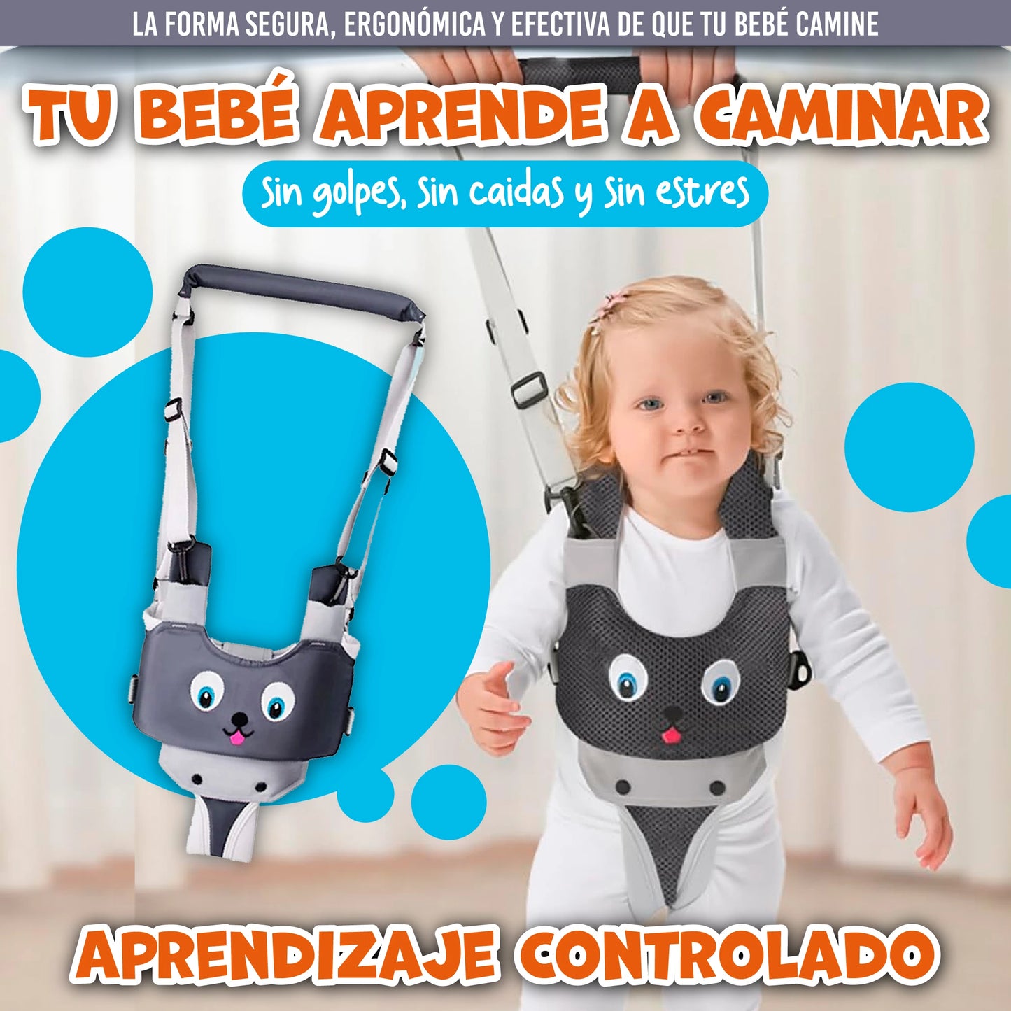 Andadera ergonómica con arnés ajustable de seguridad