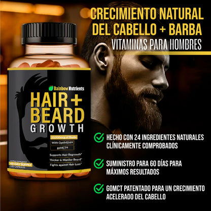 Suplemento masculino para el crecimiento del cabello y la barba