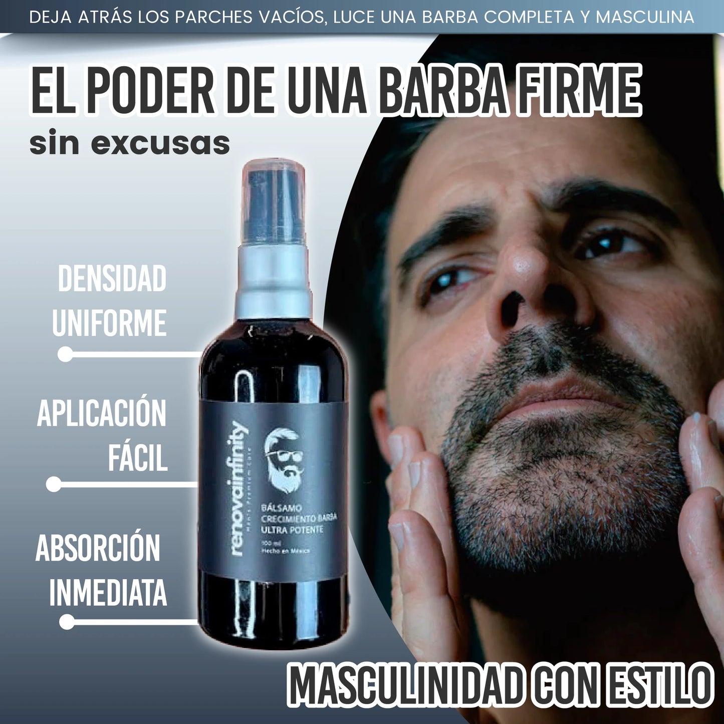 Bálsamo con minoxidil para crecimiento de barba ultra potente