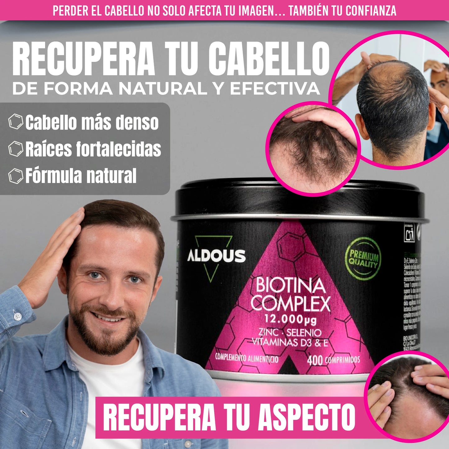 Suplemento natural de biotina | tratamiento contra la calvicie