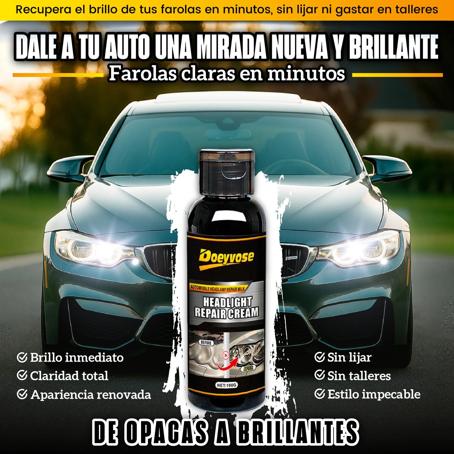 Restaurador y limpiador profesional para farolas de autos