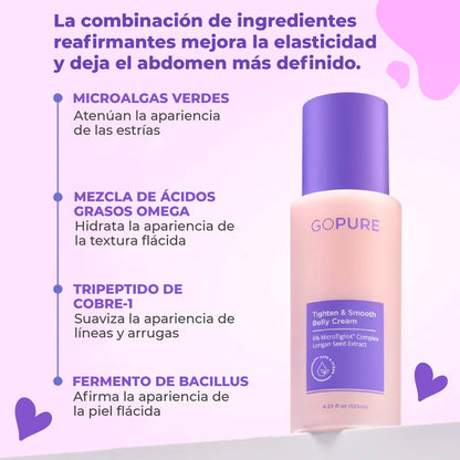 Crema reafirmante de abdomen | elimina estrías y flacidez
