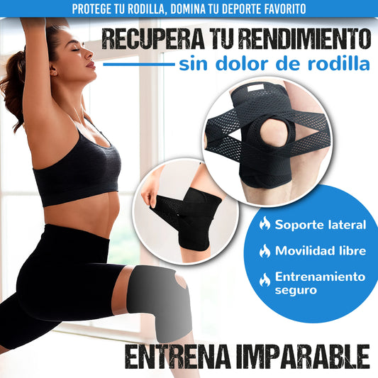 Rodillera deportiva ortopédica con estabilizadores laterales