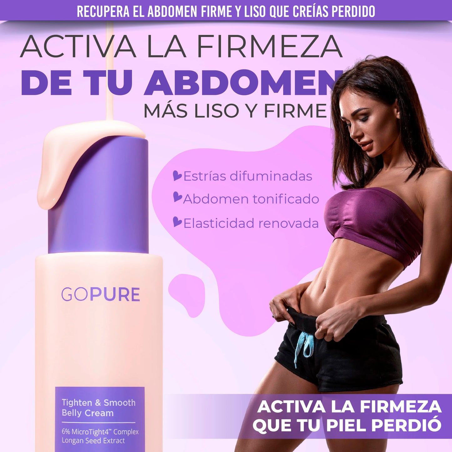 Crema reafirmante de abdomen | elimina estrías y flacidez