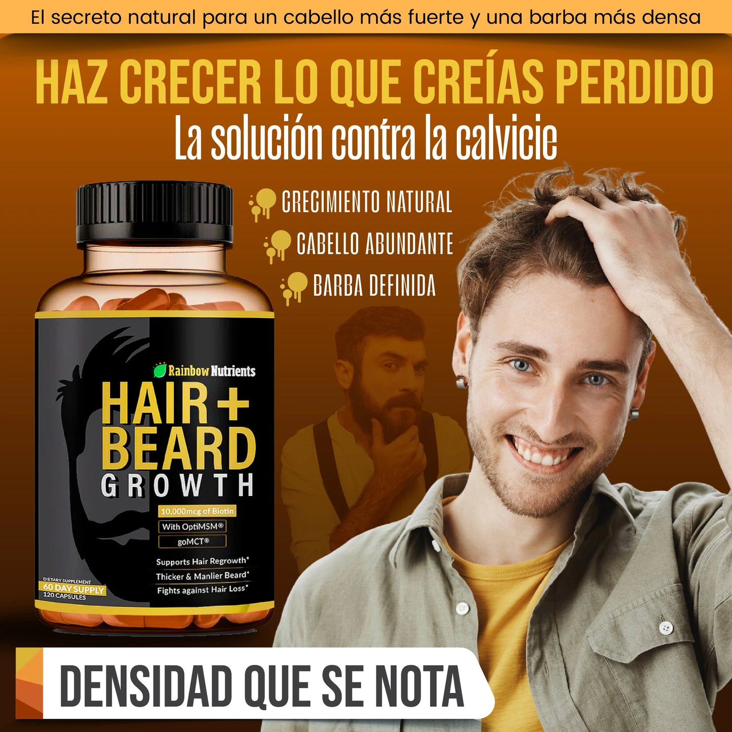 Suplemento masculino para el crecimiento del cabello y la barba