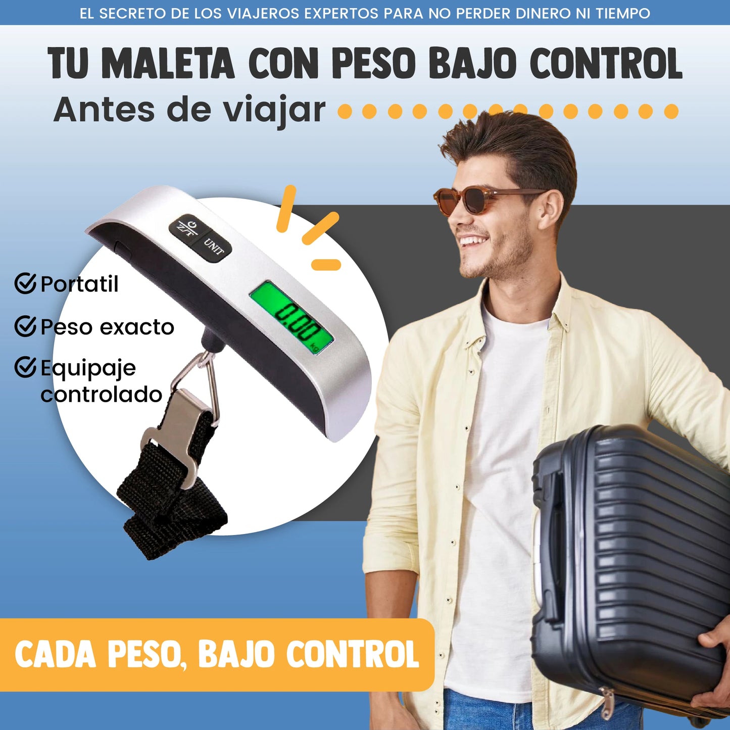 Báscula digital portátil para equipaje