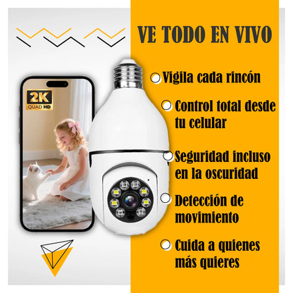 Cámara de seguridad inteligente, visión nocturna con conexión a celular