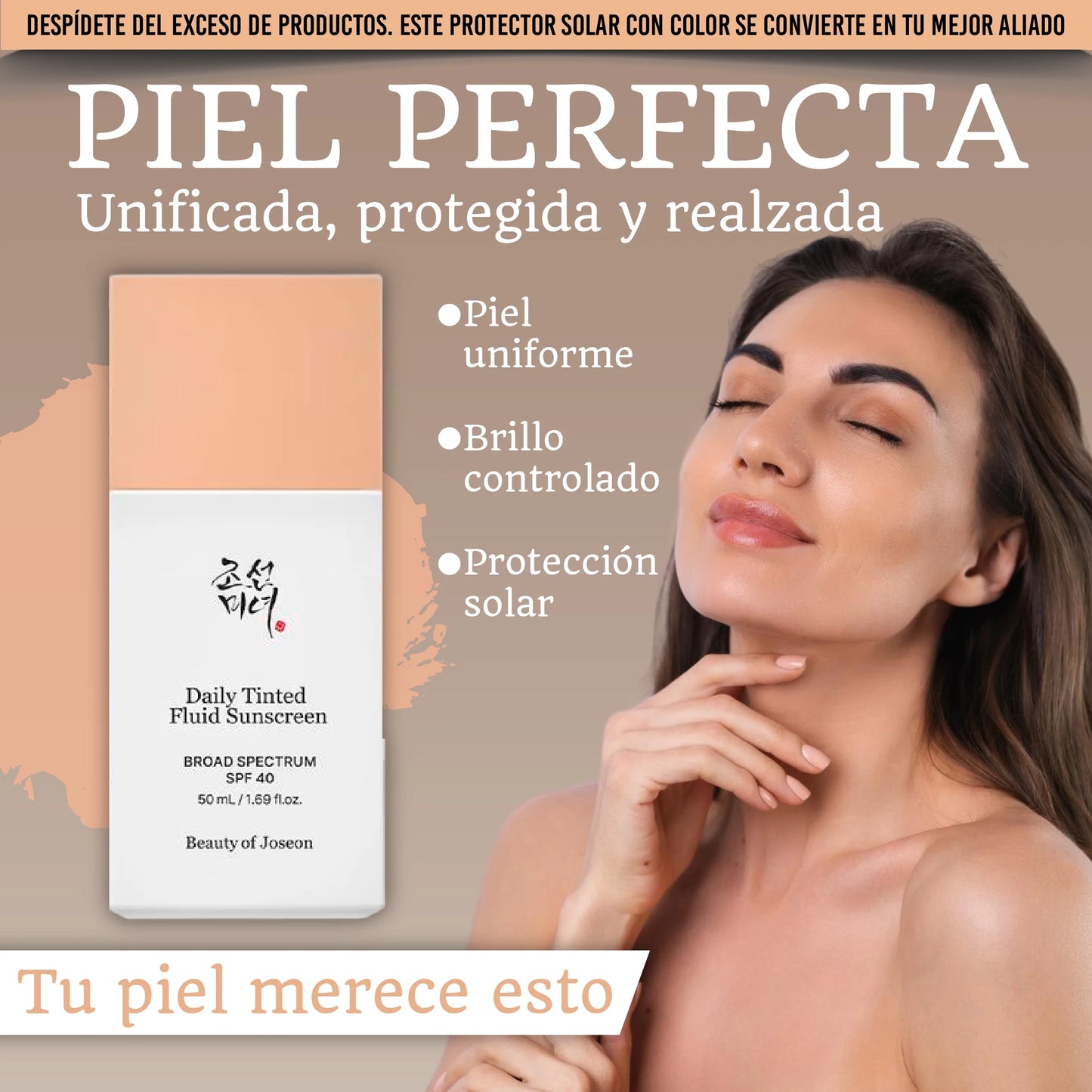 Protector solar con color uniforme y adaptable