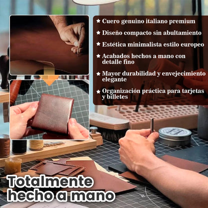 Billetera de Cuero Genuino Italiano Hecha a Mano